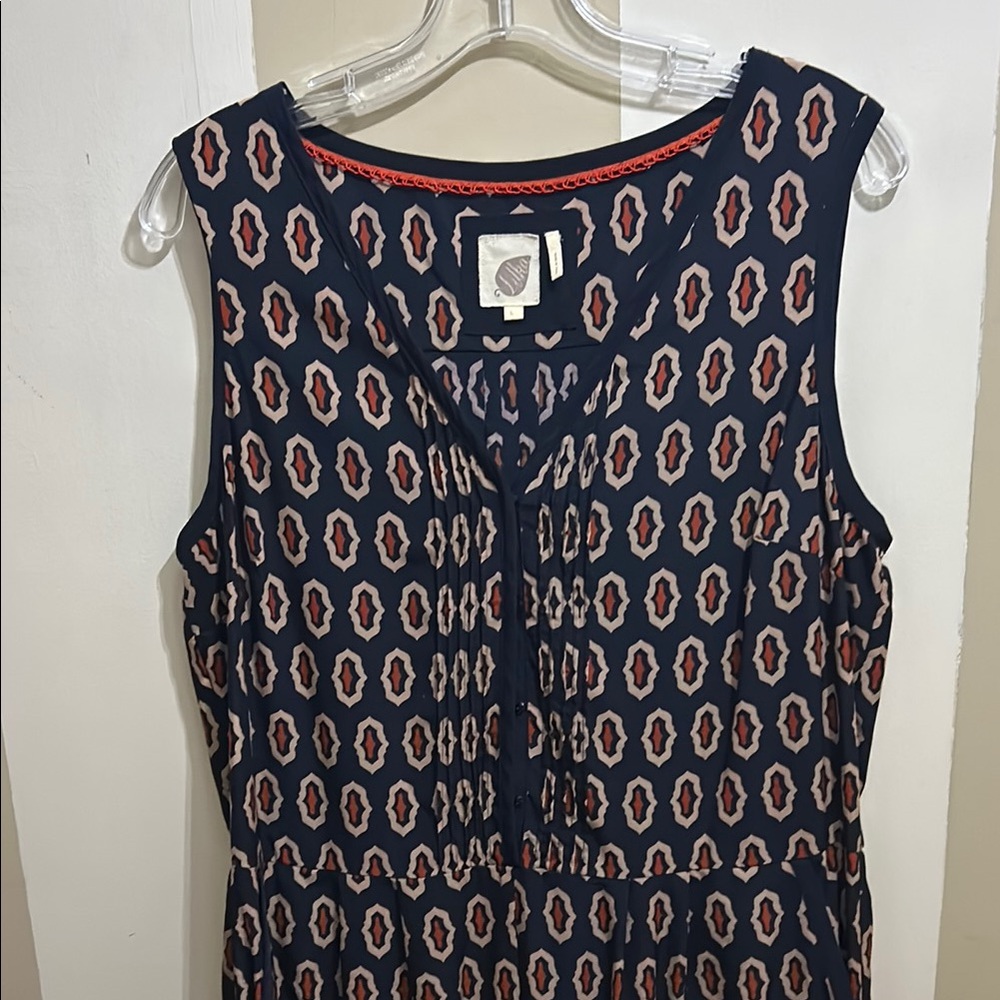 Navy Geometric Print Sleeveless Jumpsuit